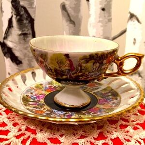 Vintage Occupied Japan footed reticulated teacup & Saucer